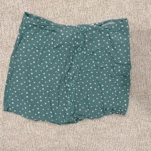 Green Floral Mini Skirt